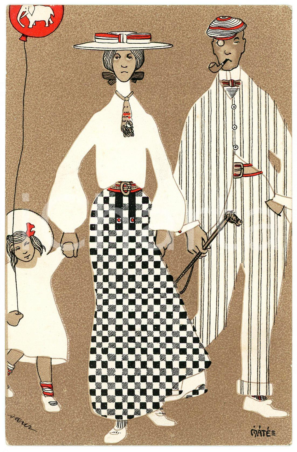 1905 ca FRANCE ART DECO Illustrateur MATE' - Famille - Carte postale  Cartolina postale d'epoca, illustrata, viaggiata.CONDIZIONI: GFORMATO: FP    originale e autentica 1