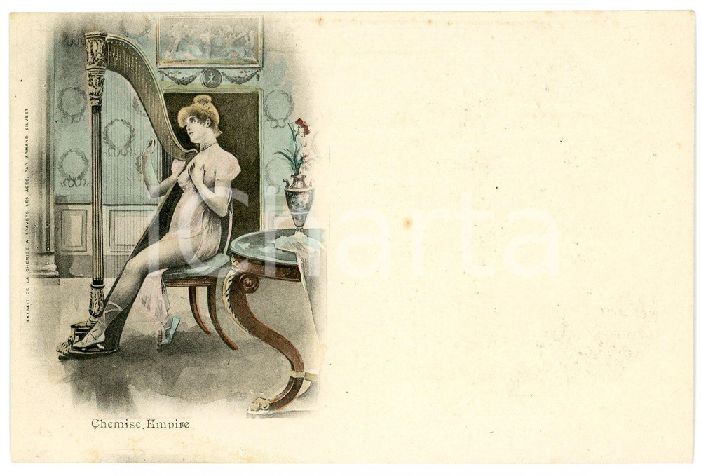 1900 ca EROTISME "La chemise à travers les ages" - Empire *Carte postale  Cartolina postale d'epoca, appartenente alla serie "La chemise &agrave; travers les ages" di Armand Silvestre.Non viaggiata.CONDIZIONI: GFORMATO: FP    originale e autentica 1