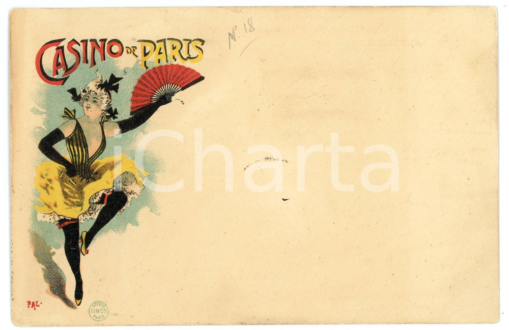 1899 ART NOUVEAU Artiste PAL (Jean de Paleologu) Casino de Paris - Carte postale  Cartolina postale d'epoca, viaggiata.EDITORE: Cinos - ParisCONDIZIONI: G FORMATO: FP    originale e autentica 1