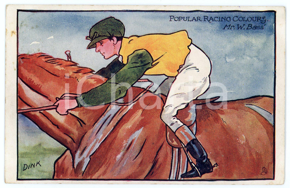 1909 POPULAR RACING COLOURS Mr. W. BASS Jockey ILLUSTRATED Postcard FP VG  Cartolina postale d'epoca, viaggiata.EDITORE: Raphael Tuck &amp; Sons "Oilette" - Postcard 6490CONDIZIONI: fairFORMATO: FP    originale e autentica 1