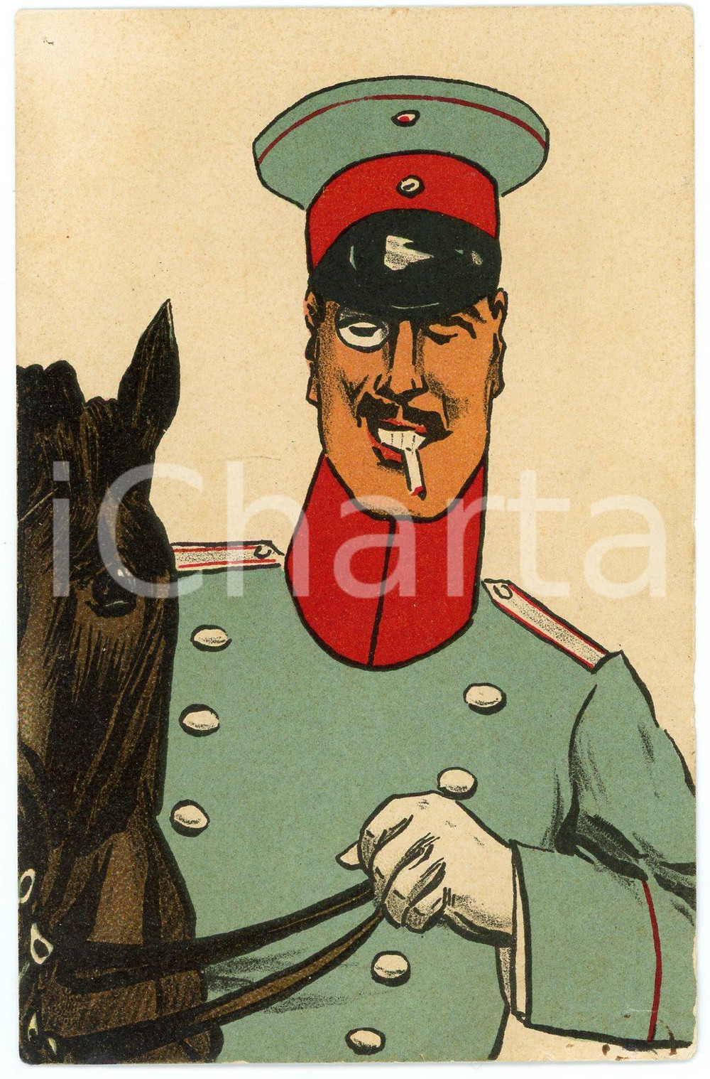 1920 ca FRANCE - HUMOUR Soldat à cheval - Carte postale ILLUSTRÉE FP NV  Cartolina postale d'epoca, viaggiata.CONDIZIONI: fairFORMATO: FP    originale e autentica 1