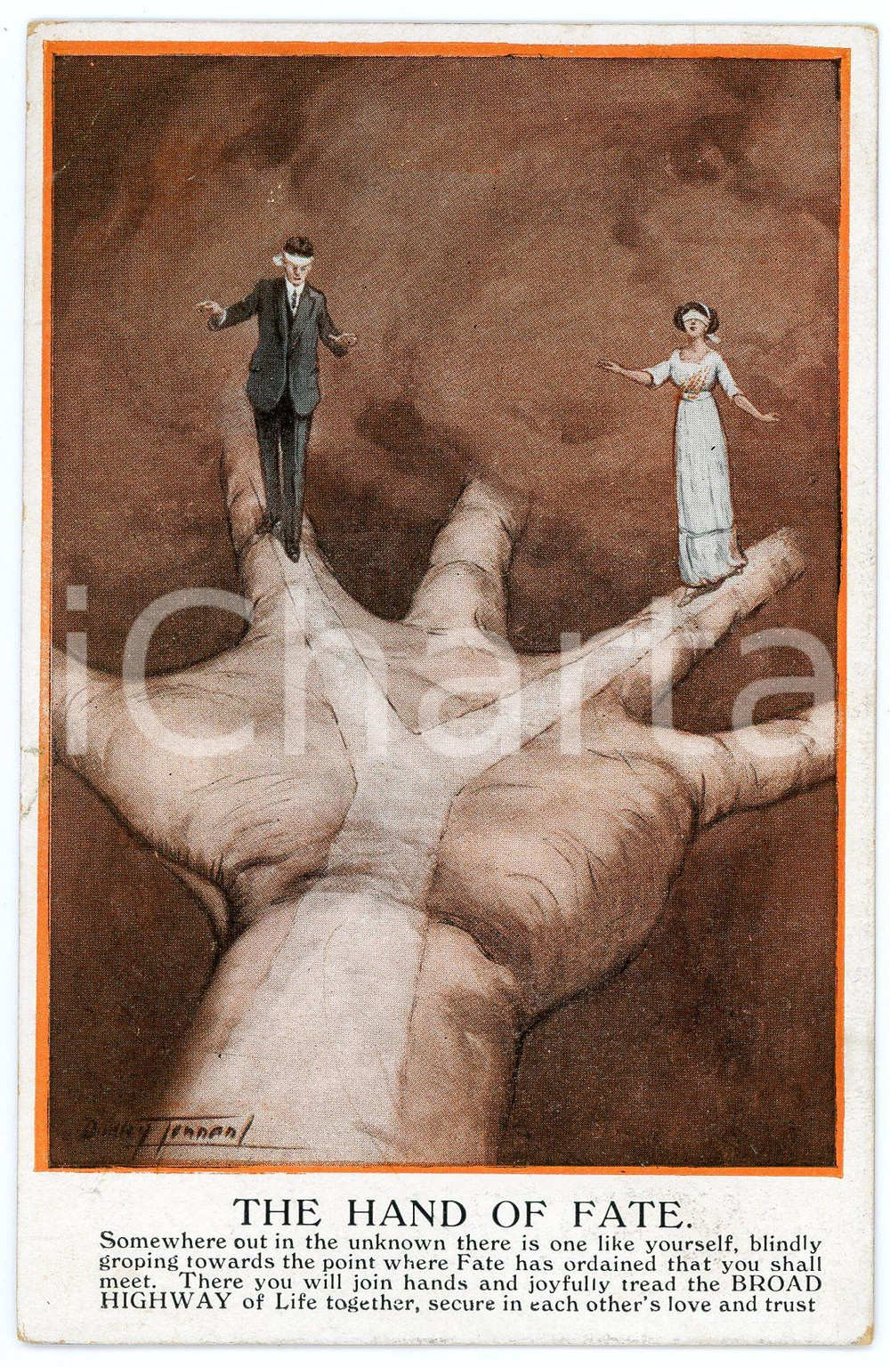 1912 Artist Dudley TENNANT - The hand of Fate - Old postcard Cartolina postale d'epoca, viaggiata.FORMATO: FPCONDIZIONI: G (lieve piegatura angolare)    originale e autentica 1