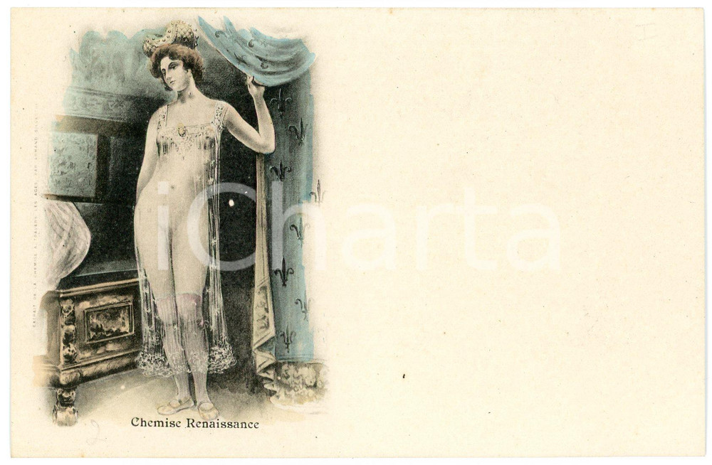 1900 ca EROTISME NU "La chemise à travers les ages" - Renaissance *Carte postale  Cartolina postale d'epoca, appartenente alla serie "La chemise &agrave; travers les ages" di Armand Silvestre.Non viaggiata.CONDIZIONI: GFORMATO: FP    originale e autentica 1