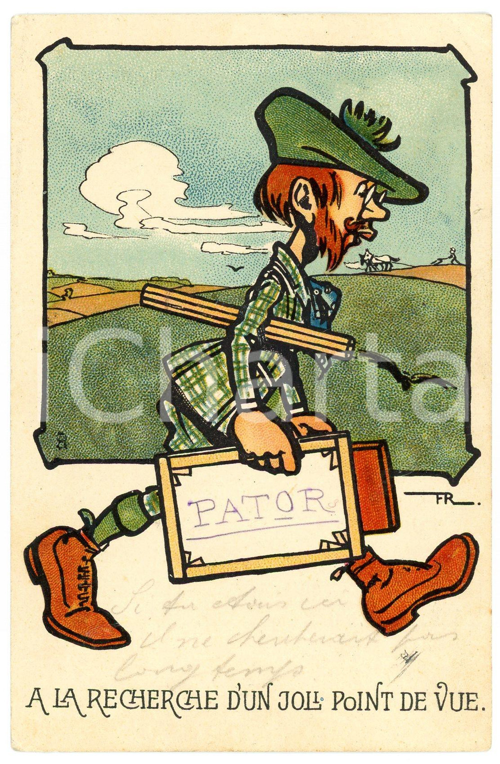 1907 FRANCE Peintre à la recherche d'un jolie point de vue ILLUSTRATED Postcard  Cartolina postale d'epoca, viaggiata. FAIR/discreto Lievi smussature agli angoli Formato: FP originale e autentica 1