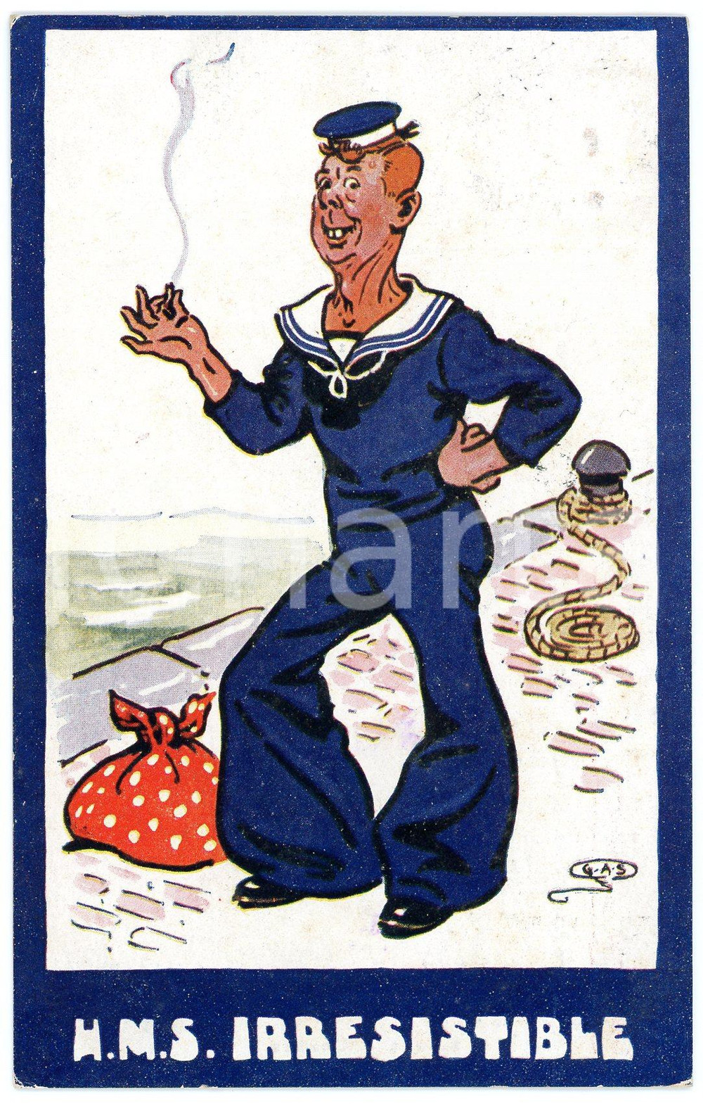 1913 HUMOUR Sailor of the H.M.S. IRRESISTIBLE Illustrated Postcard FP VG  Cartolina postale d'epoca, viaggiata.CONDIZIONI: FAIR (lievi smussature agli angoli)FORMATO: FP    originale e autentica 1