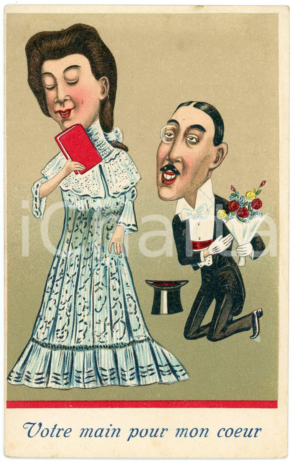 1920ca FRANCE - HUMOUR Votre main pour mon coeur - Embossed postcard FP NV  Cartolina postale d'epoca, non viaggiata.CONDIZIONI: GFORMATO: FP    originale e autentica 1