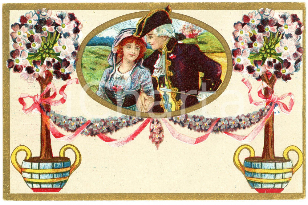 1910 ca Romantic couple - Flowers (4) Vintage postcard advertising Dr. VERHILLE  Cartolina postale d'epoca, non viaggiata.Stampa pubblicitaria al verso "Dr. Verhille - Antwerpen".CONDIZIONI: G FORMATO: FP    originale e autentica 1