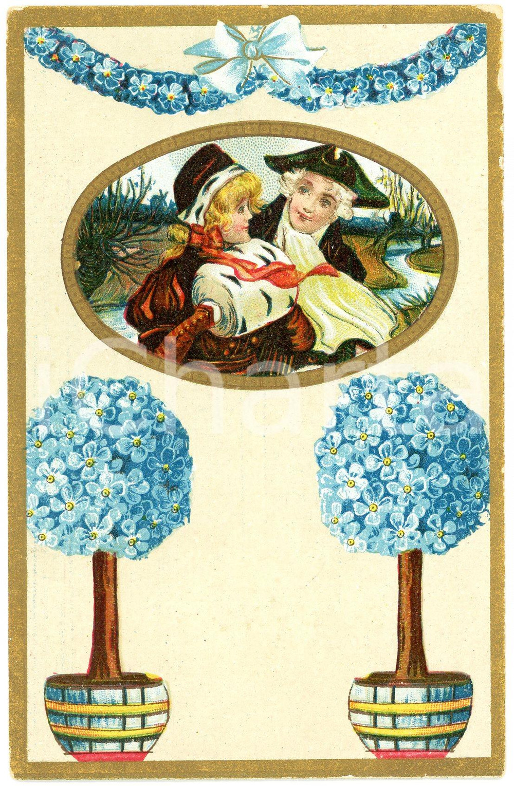 1910 ca Romantic couple - Flowers (3) Vintage postcard advertising Dr. VERHILLE  Cartolina postale d'epoca, non viaggiata.Stampa pubblicitaria al verso "Dr. Verhille - Antwerpen".CONDIZIONI: G (minime abrasioni angolari)FORMATO: FP    originale e autentica 1