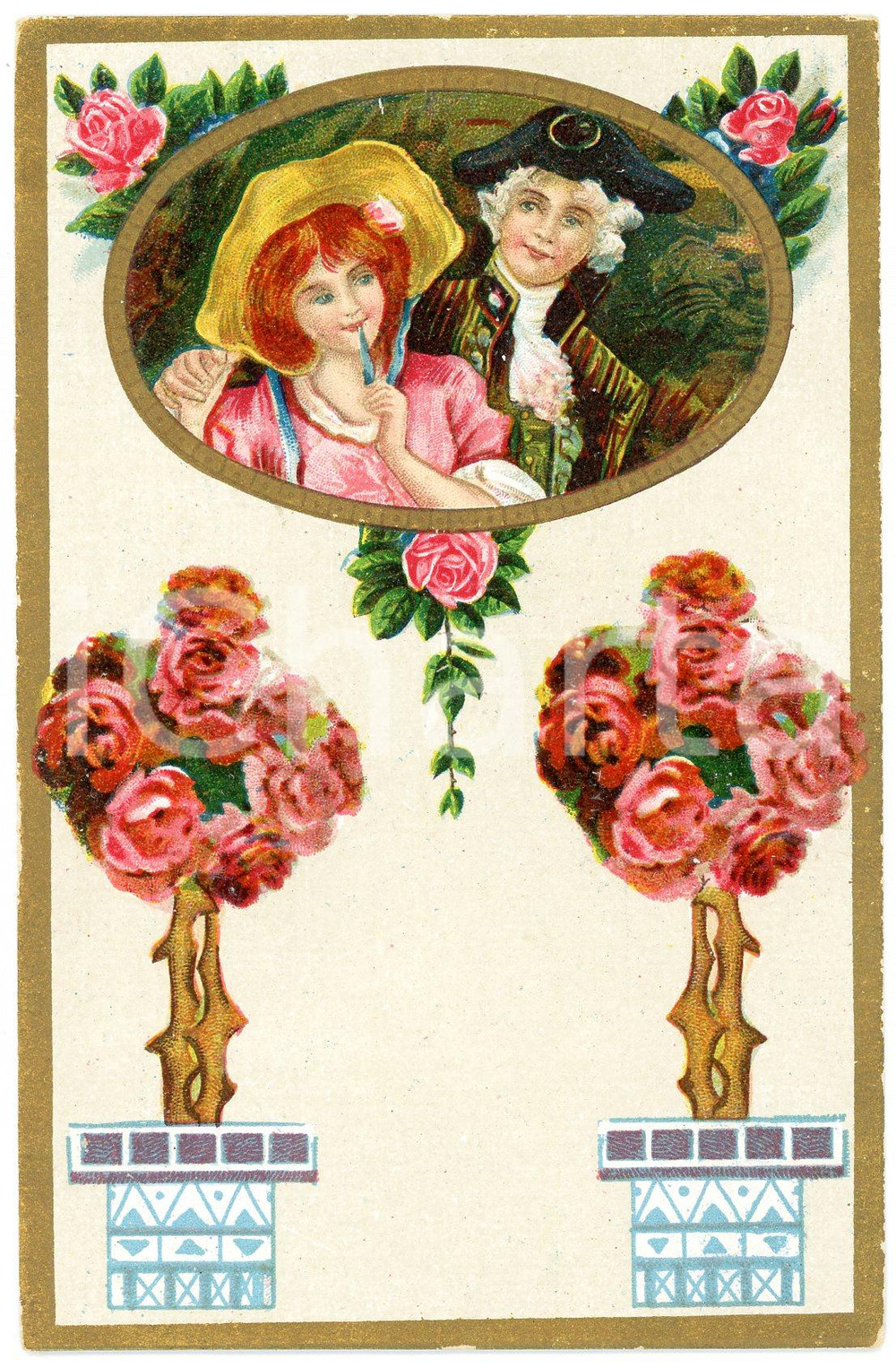 1910 ca Romantic couple - Flowers (1) Vintage postcard advertising Dr. VERHILLE  Cartolina postale d'epoca, non viaggiata.Stampa pubblicitaria al verso "Dr. Verhille - Antwerpen".CONDIZIONI: GFORMATO: FP    originale e autentica 1