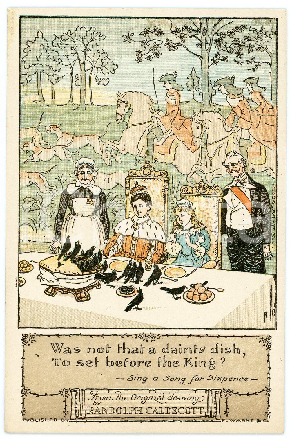 1915ca RANDOLPH CALDECOTT'S PICTURES Sing a song for sixpence (2) - Postcard FP  Cartolina postale d'epoca, non viaggiata.CONDIZIONI: GOODFORMATO: FP    originale e autentica 1