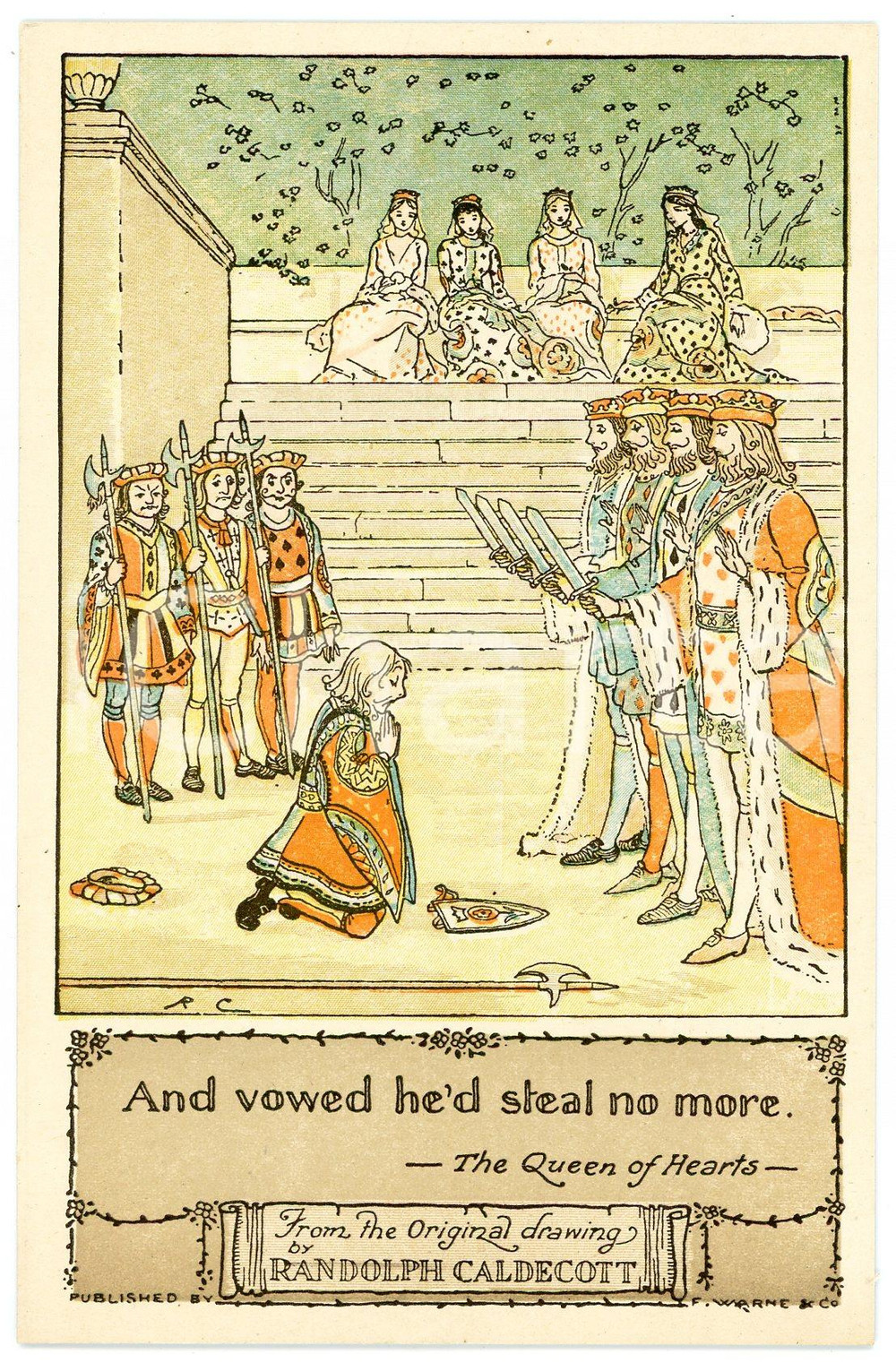 1915ca RANDOLPH CALDECOTT'S PICTURES The Queen of Hearts (3) - Postcard FP NV  Cartolina postale d'epoca, non viaggiata.CONDIZIONI: GOODFORMATO: FP    originale e autentica 1