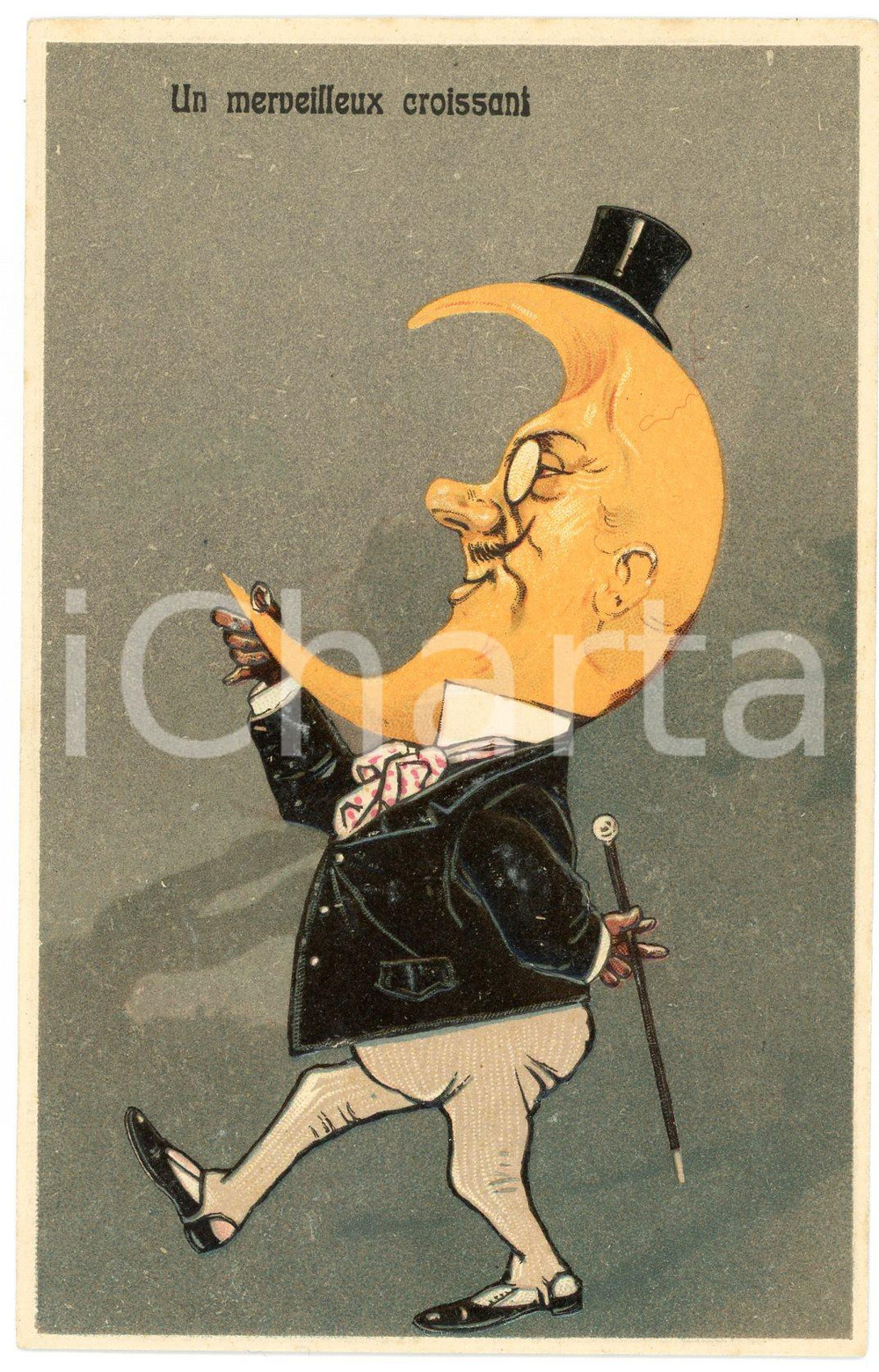 1910 ca MOON - LUNE - Un merveilleux croissant - Embossed postcard  Cartolina postale d'epoca, a rilievo, non viaggiata.CONDIZIONI: GFORMATO: FP    originale e autentica 1