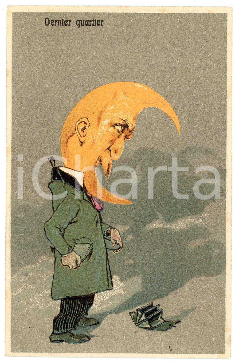 1910 ca MOON - LUNE - Dernier quartier - Embossed French postcard  Cartolina postale d'epoca, a rilievo, non viaggiata.CONDIZIONI: GFORMATO: FP    originale e autentica 1