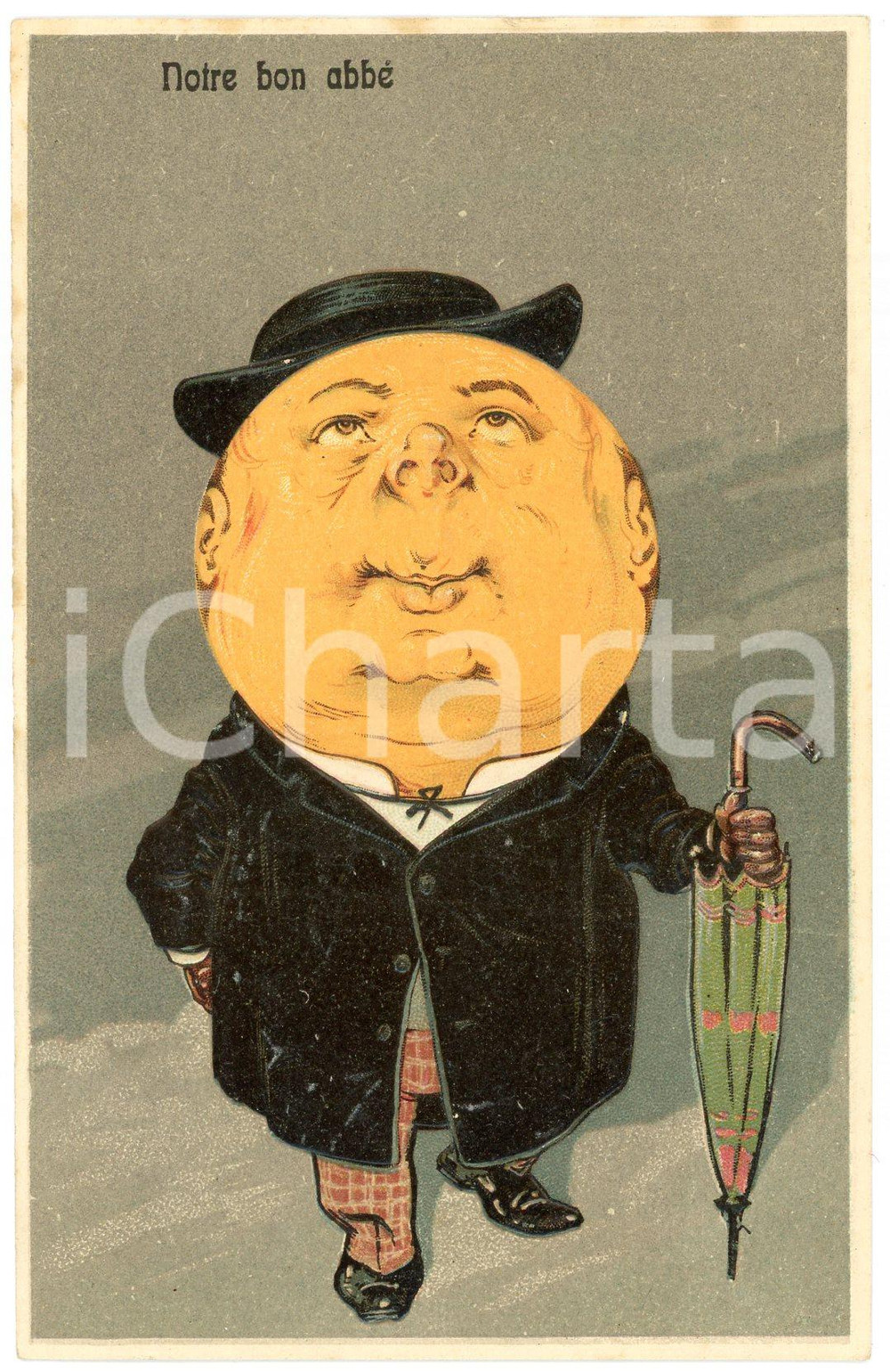 1910 ca MOON - LUNE - Notre bon abbé - Embossed French postcard  Cartolina postale d'epoca, a rilievo, non viaggiata.CONDIZIONI: GFORMATO: FP    originale e autentica 1