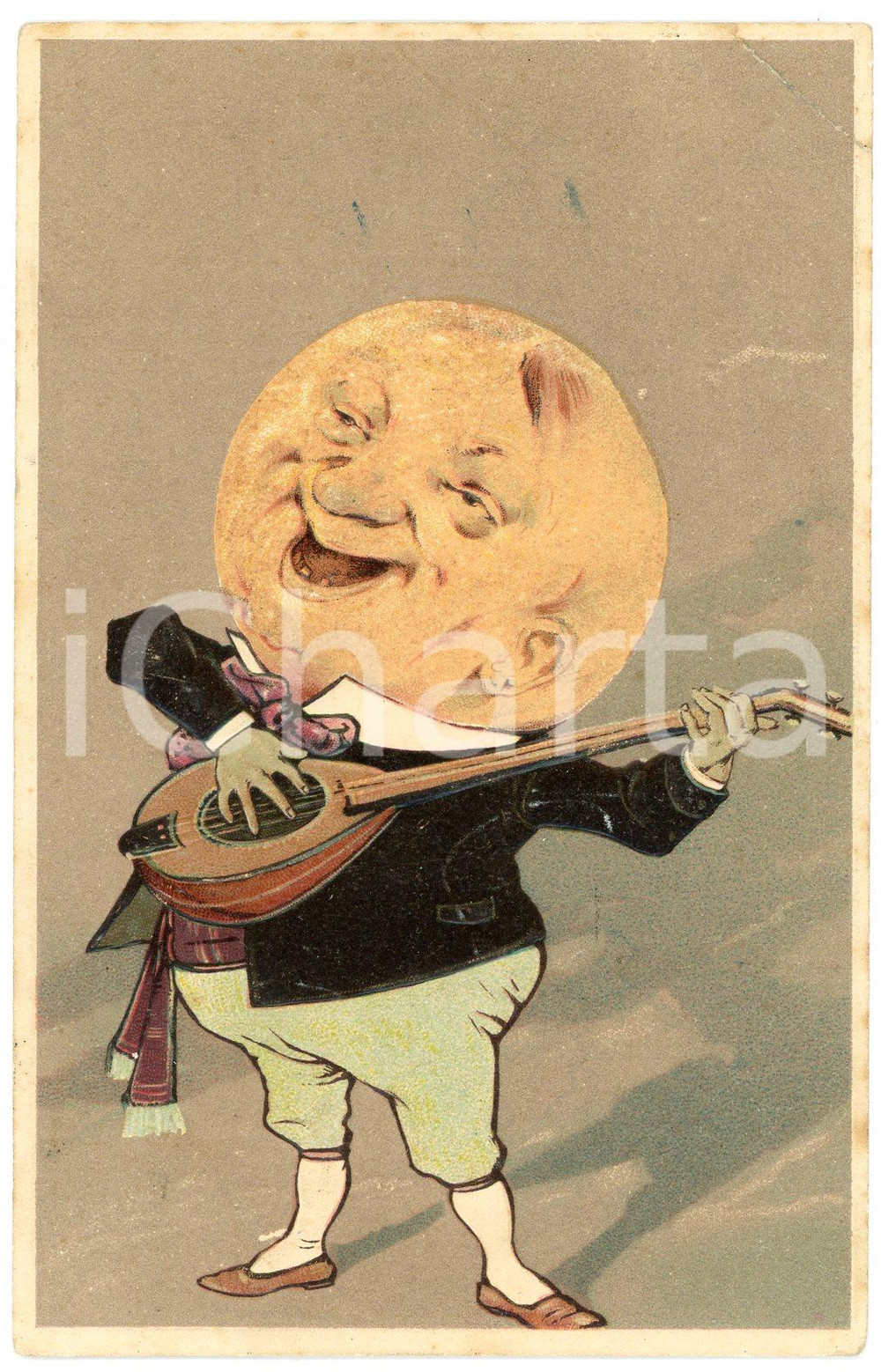1910 ca MOON - LUNE - Musician moon - Embossed French postcard  Cartolina postale d'epoca, a rilievo, non viaggiata.CONDIZIONI: F (minime macchie di inchiostro; piegatura angolare)FORMATO: FP    originale e autentica 1