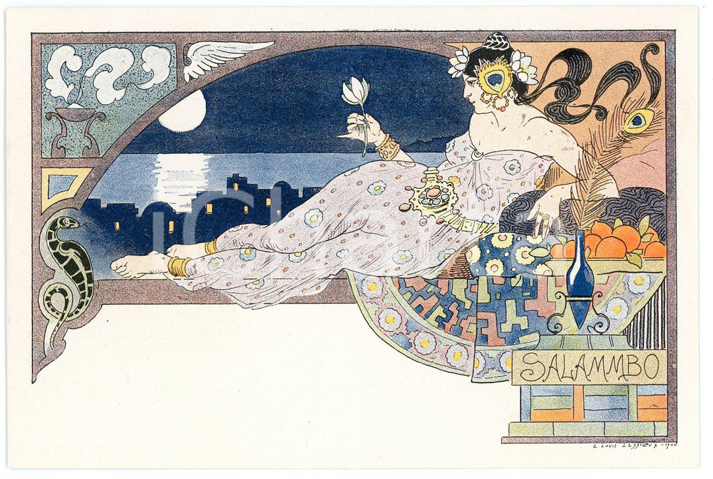 1900 ART NOUVEAU Artist Ernest Louis LESSIEUX - Salammbo - Carte postale  Cartolina postale d'epoca, non viaggiata.CONDIZIONI: GFORMATO: FP    originale e autentica 1