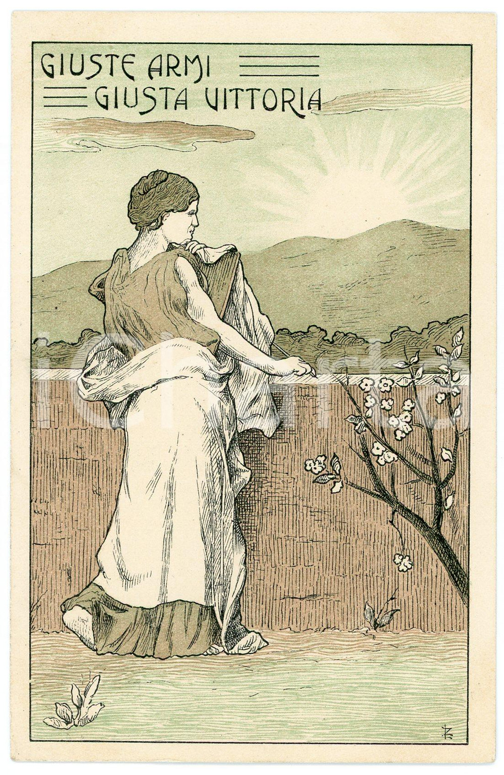1917 WW1 - GRANDE GUERRA Giuste armi, giusta vittoria - Cartolina ILLUSTRATA FP  Cartolina postale d'epoca, viaggiata.CONDIZIONI: GOODFORMATO: FP    originale e autentica 1