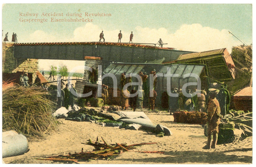 1912 CHINA - PEKING RIOTS Railway accident during Revolution *RARE Postcard RRR Cartolina postale d'epoca, non viaggiata.CONDIZIONI: GFORMATO: FP    originale e autentica 1