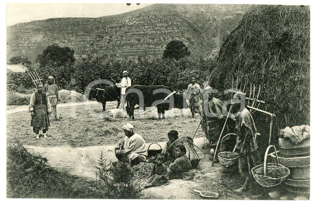 1910 ca CHINA Missions de Scheut KAN SOU - Vie champêtre: l'aire *Postcard  Cartolina postale d'epoca, non viaggiata.CONDIZIONI: GFORMATO: FP    originale e autentica 1
