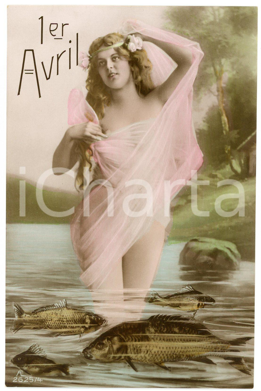 1910 ca HUMOUR Poisson d'avril - April Fool's Day - Vintage postcard  Cartolina postale d'epoca, scritta ma non viaggiata.CONDIZIONI: GFORMATO: FP    originale e autentica 1