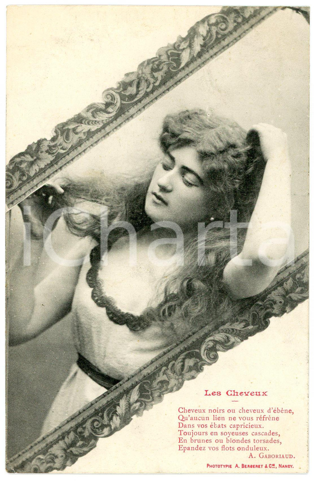 1904 FEMININE BEAUTY Les Cheveux  (Gaboriaud) - Woman - French postcard  Cartolina postale d'epoca, viaggiata.CONDIZIONI: GFORMATO: FP    originale e autentica 1