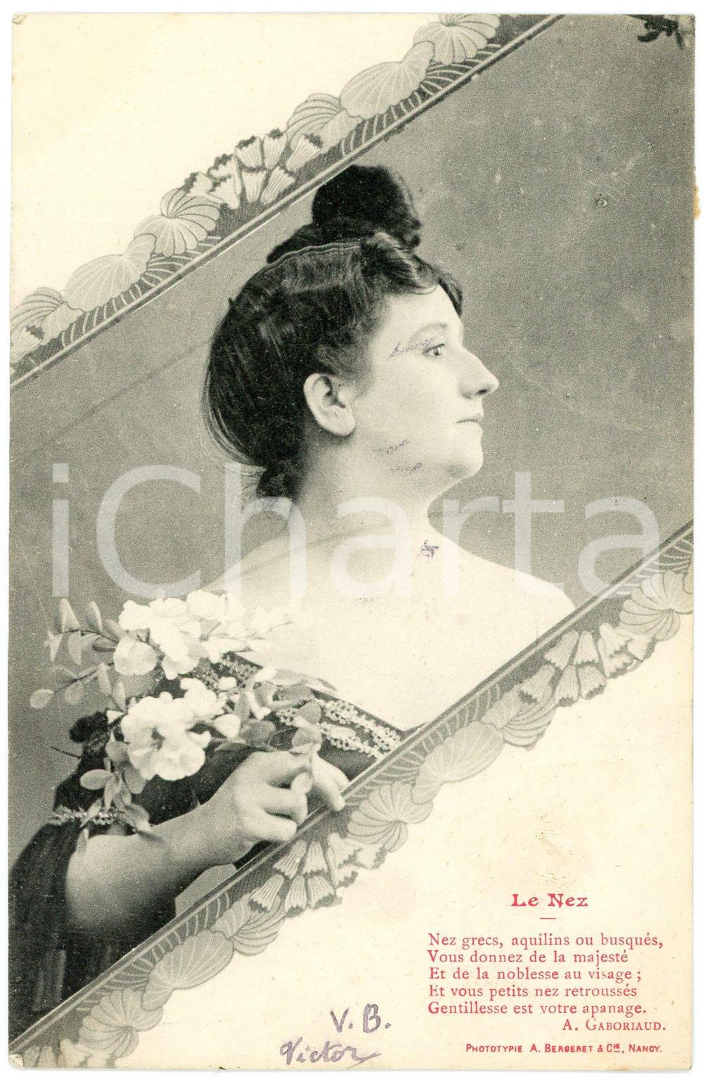 1904 FEMININE BEAUTY Le Nez (Gaboriaud) - Woman at mirror - French postcard  Cartolina postale d'epoca, viaggiata.CONDIZIONI: G (minime smussature angolari)FORMATO: FP    originale e autentica 1