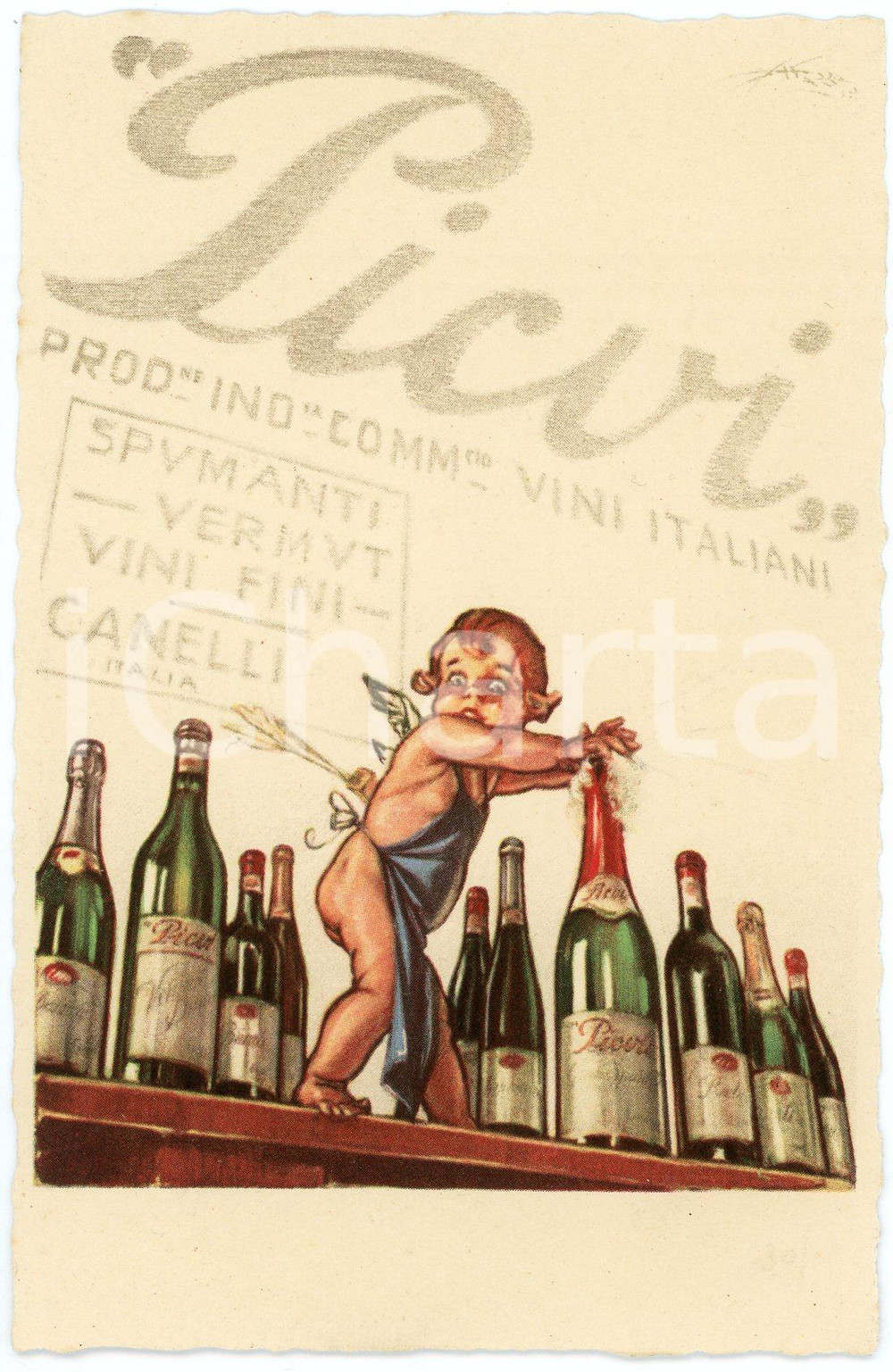 1930 ca CANELLI Ditta PUGNI & COPPO Vini PICVI *Cartolina pubblicitaria Cartolina pubblicitaria d'epoca, non viaggiata.CONDIZIONI: G    originale e autentica 1