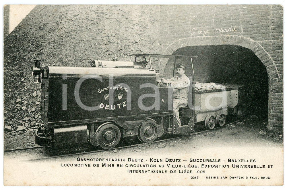 1905 EXPO LIEGE Gasmotorenfabrik DEUTZ - Locomotive de mine - Postcard Cartolina postale d'epoca, non viaggiata.FORMATO: FPCONDIZIONI: G    originale e autentica 1