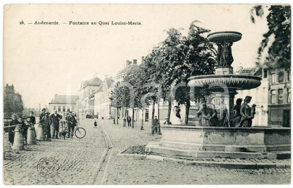 1910 ca AUDENARDE (BELGIQUE) Fontaine au Quai Louise-Marie *Carte postale ANIMEE Cartolina postale d'epoca, non viaggiata.FORMATO: FPCONDIZIONI: G    originale e autentica 1