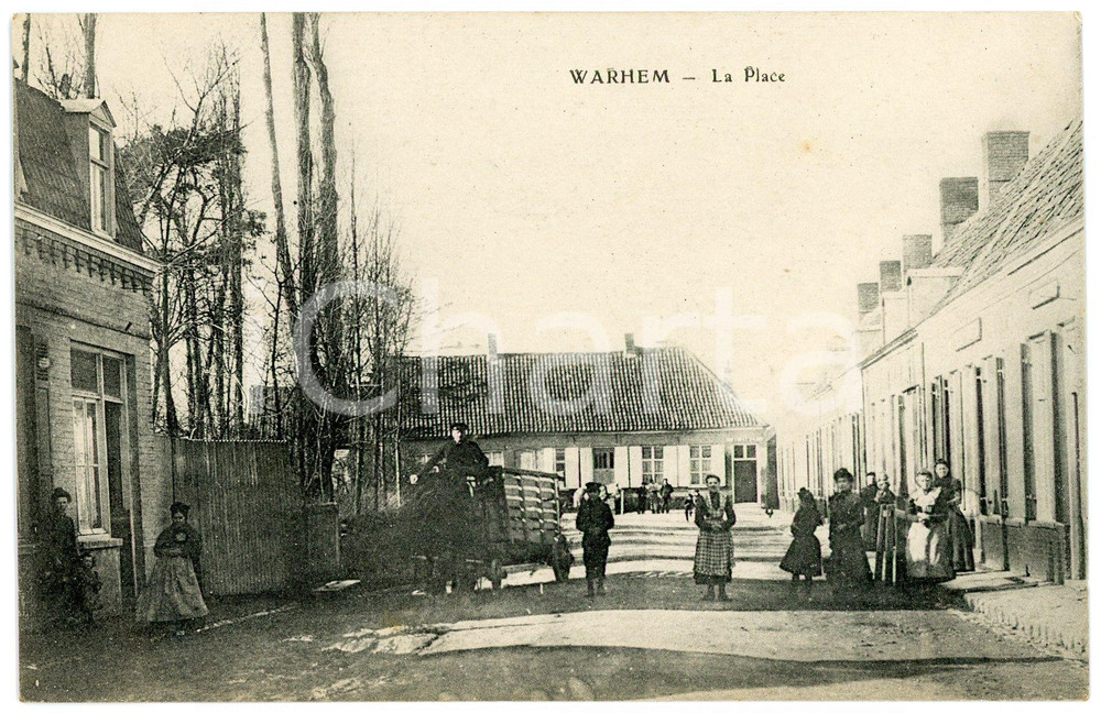 1910 ca WARHEM (HAUTS-DE-FRANCE) La place - Carte postale ANIMEE Cartolina postale d'epoca, non viaggiata.FORMATO: FPCONDIZIONI: G    originale e autentica 1