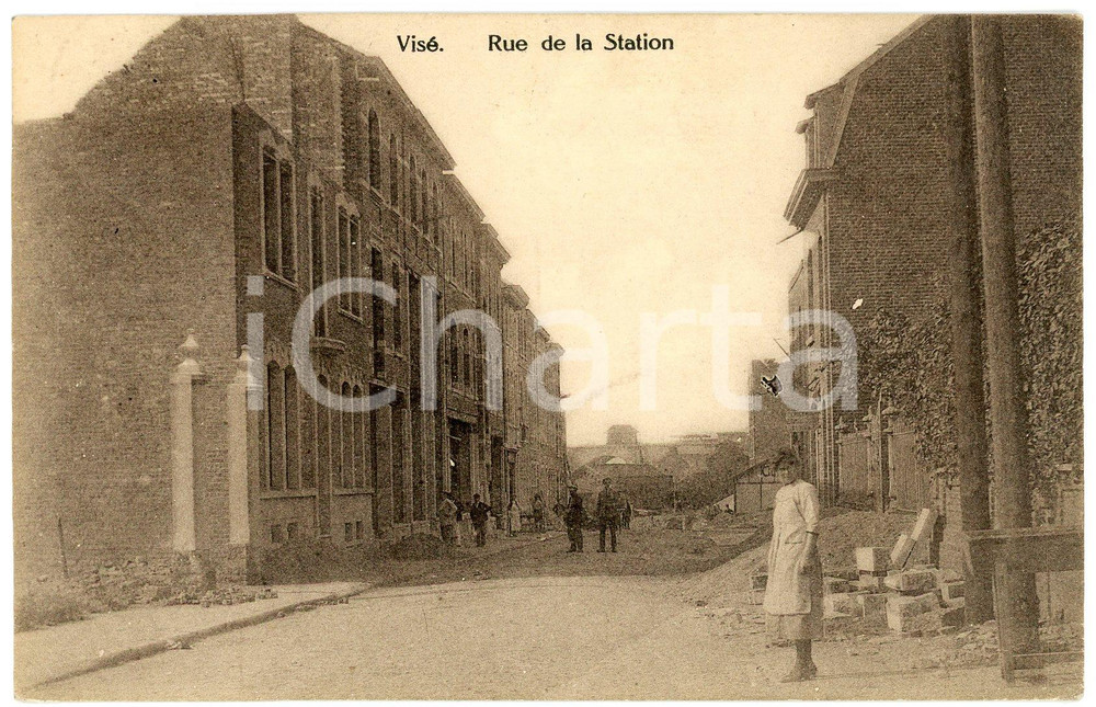 1910 ca VISE' (BELGIQUE) Rue de la Station - Carte postale ANIMEE Cartolina postale d'epoca, non viaggiata.FORMATO: FPCONDIZIONI: G    originale e autentica 1