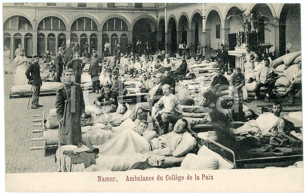 Cartolina originale da collezione 1915 ca WW1 NAMUR BELGIQUE Ambulance du CollÃ¨ge de la Paix Carte postale ANIMEE 1