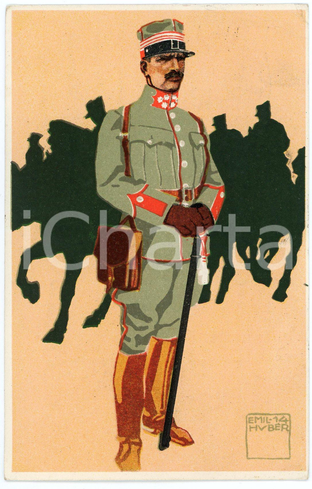 1916 WW1 - FELDUNIFORM Illustrated by Emil HUBER - Postcard FP VG (1)  Cartolina postale d'epoca, viaggiata.CONDIZIONI: GFORMATO: FP    originale e autentica 1