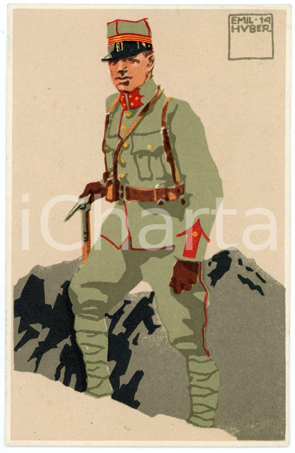 1914 WW1 - FELDUNIFORM Illustrated by Emil HUBER - Postcard FP NV (2)  Cartolina postale d'epoca, non viaggiata.CONDIZIONI: GFORMATO: FP    originale e autentica 1