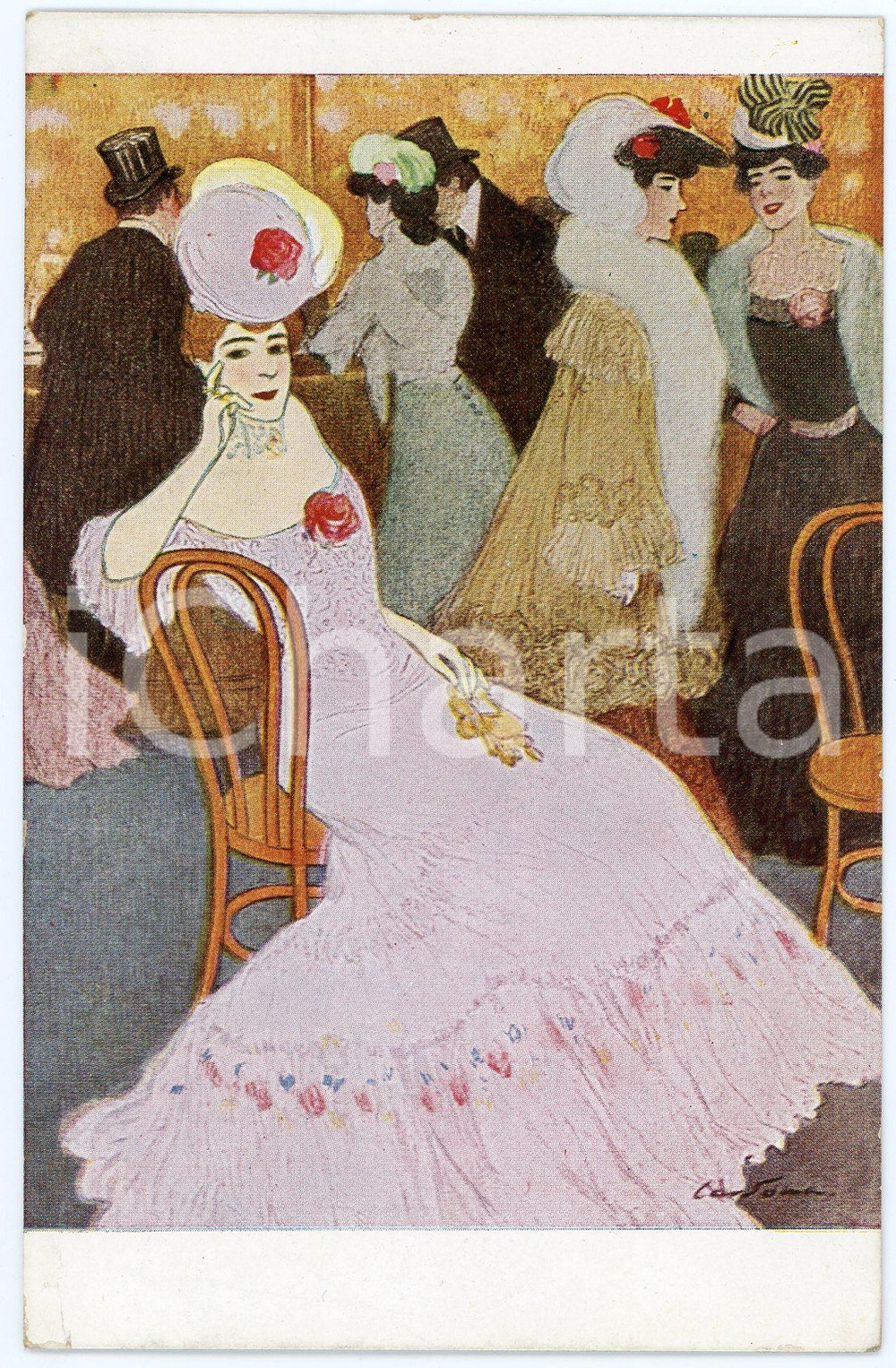 1920 ca Artist Juan CARDONA Femmes de Paris - Carte postale Serie XXVIII - 4  Cartolina postale d'epoca, non viaggiata.CONDIZIONI: FAIR EDITORE: G. Hirt's Verlag, MunchenFORMATO: FP    originale e autentica 1