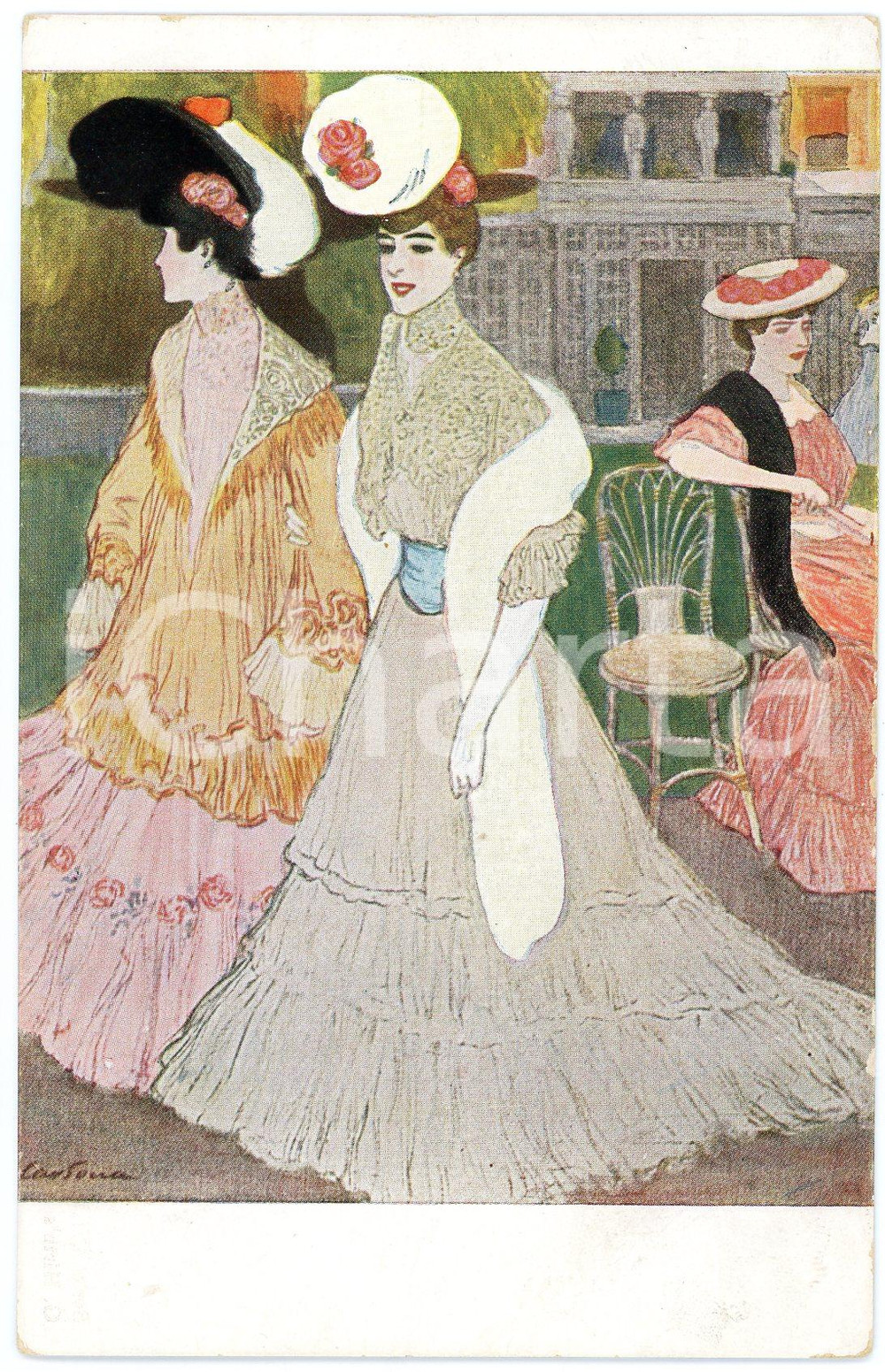 1920 ca Artist Juan CARDONA Champs Elysées *Carte postale Serie XXVIII - 3  Cartolina postale d'epoca, non viaggiata.CONDIZIONI: FAIR EDITORE: G. Hirt's Verlag, MunchenFORMATO: FP    originale e autentica 1