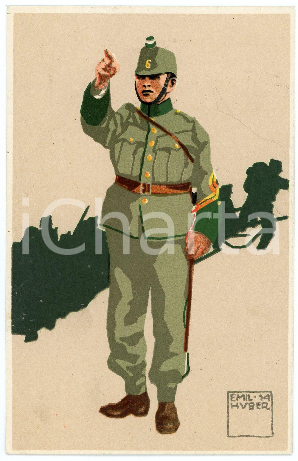 1914 WW1 - FELDUNIFORM Illustrated by Emil HUBER - Postcard FP NV (4)  Cartolina postale d'epoca, non viaggiata.CONDIZIONI: GFORMATO: FP    originale e autentica 1