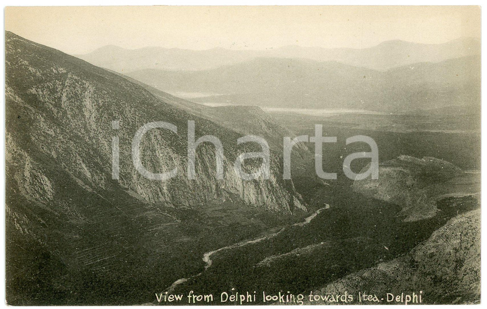 1920 ca GREECE View from DELPHI looking towards ITEA - Postcard  Cartolina postale d'epoca, non viaggiata.CONDIZIONI: GFORMATO: FP    originale e autentica 1