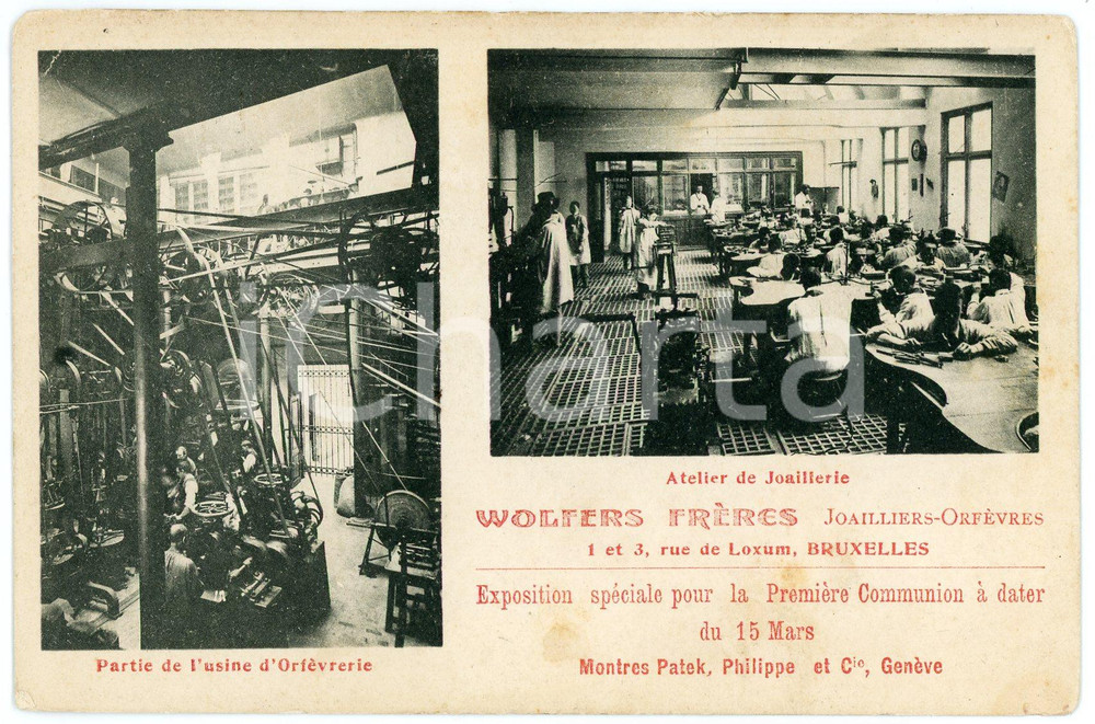 1904 BRUXELLES Atelier Joaillerie - Orfèvrerie WOLFERS FRERES *Carte postale  Cartolina postale d'epoca, viaggiata.CONDIZIONI: FAIR (piccole piegature angolari e lievi macchie al recto)FORMATO: FP    originale e autentica 1