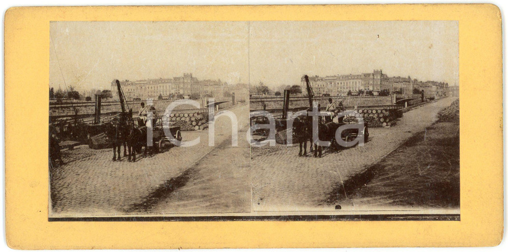 1910 ca LIEGE (BELGIQUE) Ouvriers sur les quais - ANIMATED Stereoview Fotografia stereoscopica d'epoca, su cartoncino rigido.FORMATO: 18x9 cmCONDIZIONI: G    originale e autentica 1