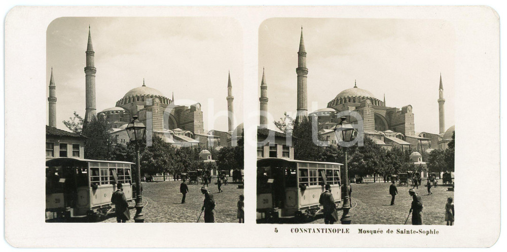 1906 CONSTANTINOPLE (TURKEY) Mosquée Sainte-Sophie *Stereoview STEGLITZ-BERLIN  Fotografia stereoscopica d'epoca.CONDIZIONI: GEDITORE: Steglitz-Berlin     originale e autentica 1