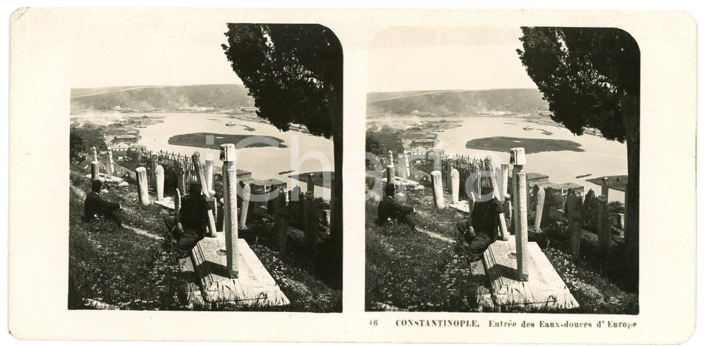 1905 CONSTANTINOPLE TURKEY Entrée des Eaux-douces d'Europe - Stereoview STEGLITZ  Fotografia stereoscopica d'epoca.CONDIZIONI: G (minima piegatura angolare)EDITORE: Steglitz-Berlin     originale e autentica 1