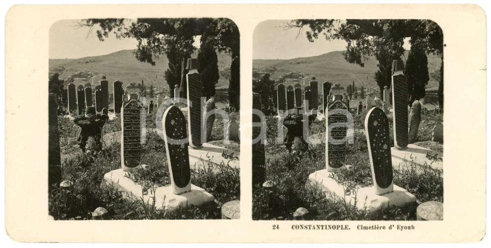 1907 CONSTANTINOPLE (TURKEY) Cimetière d'EYOUB *Stereoview STEGLITZ-BERLIN  Fotografia stereoscopica d'epoca.CONDIZIONI: GEDITORE: Steglitz-Berlin     originale e autentica 1