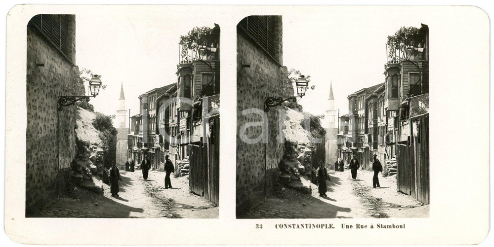 1905 CONSTANTINOPLE (TURKEY) Rue à STAMBOUL - Stereoview STEGLITZ ANIMATED  Fotografia stereoscopica d'epoca.CONDIZIONI: G EDITORE: Steglitz-Berlin     originale e autentica 1