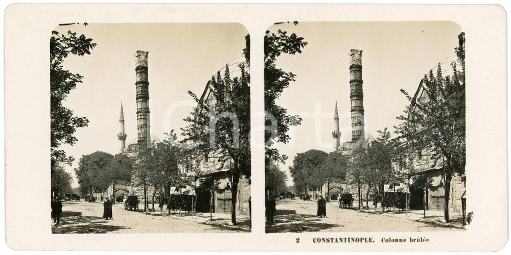 1906 CONSTANTINOPLE (TURKEY) Colonne brûlée *Stereoview STEGLITZ ANIMATED  Fotografia stereoscopica d'epoca.CONDIZIONI: GEDITORE: Steglitz-Berlin     originale e autentica 1