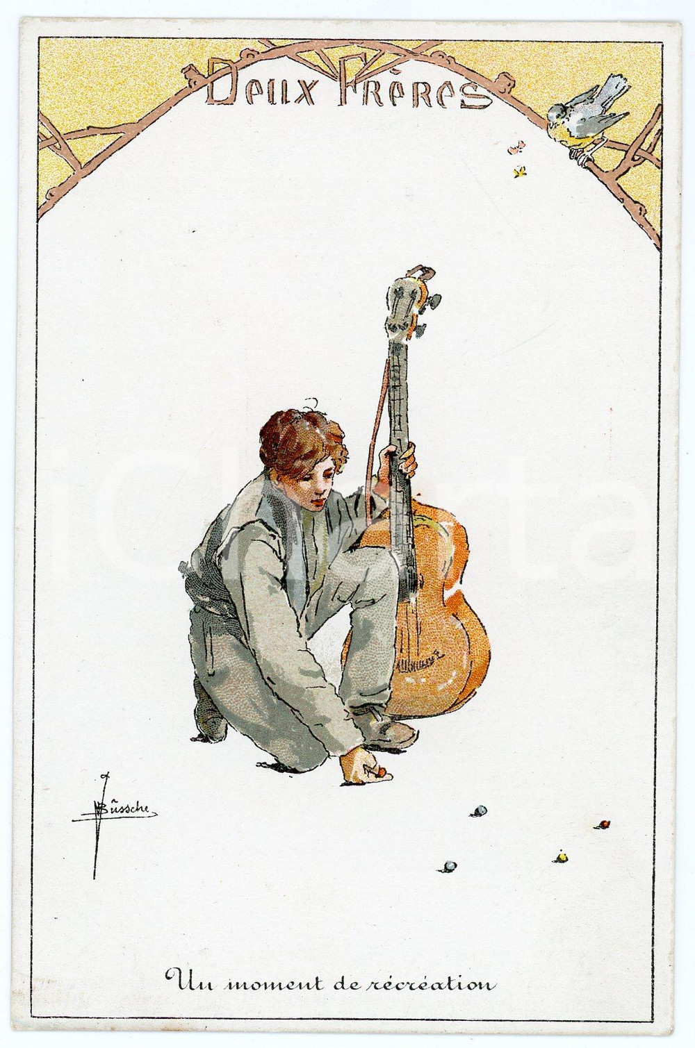 1910 ca  J. BUSSCHE Deux Frères - Un moment de récréation - Carte postale  Cartolina postale d'epoca, non viaggiata. GOOD/buono  Formato: FP originale e autentica 1