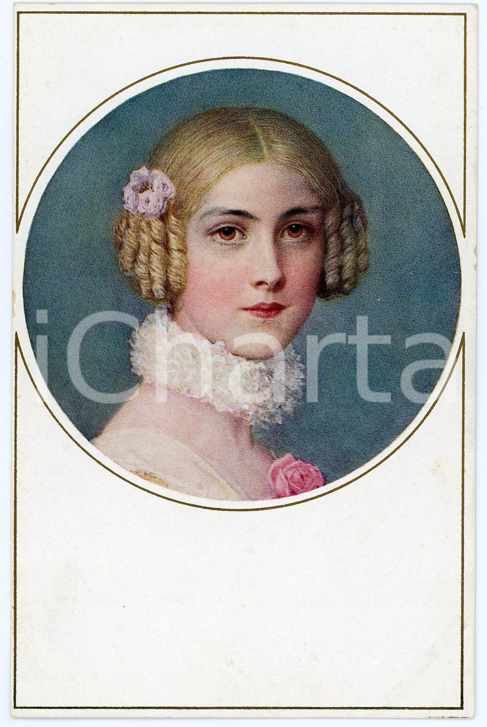 1920 ca Artist M. MUNK - Lady with curls *Postcard M. M. VIENNE 915  Cartolina postale d'epoca, non viaggiata. GOOD/buono ma piccolo residuo al verso Formato: 9x14 cm originale e autentica 1