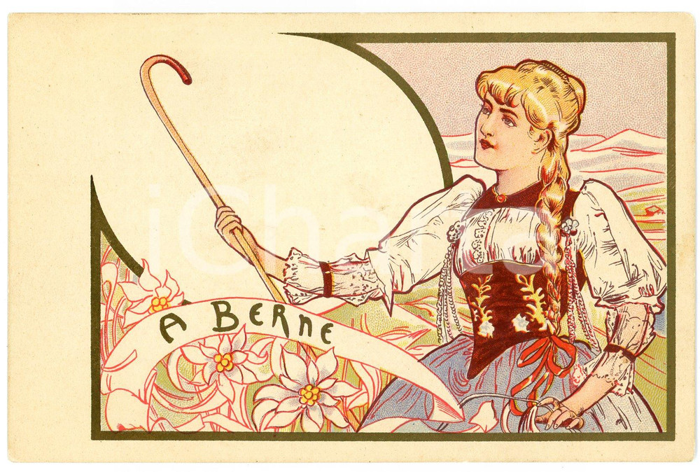 1900 ca ART NOUVEAU Artiste Fernand TOUSSAINT Série Villes - BERNE - Postcard  Cartolina postale d'epoca, illustrata, non viaggiata.CONDIZIONI: GFORMATO: FP    originale e autentica 1