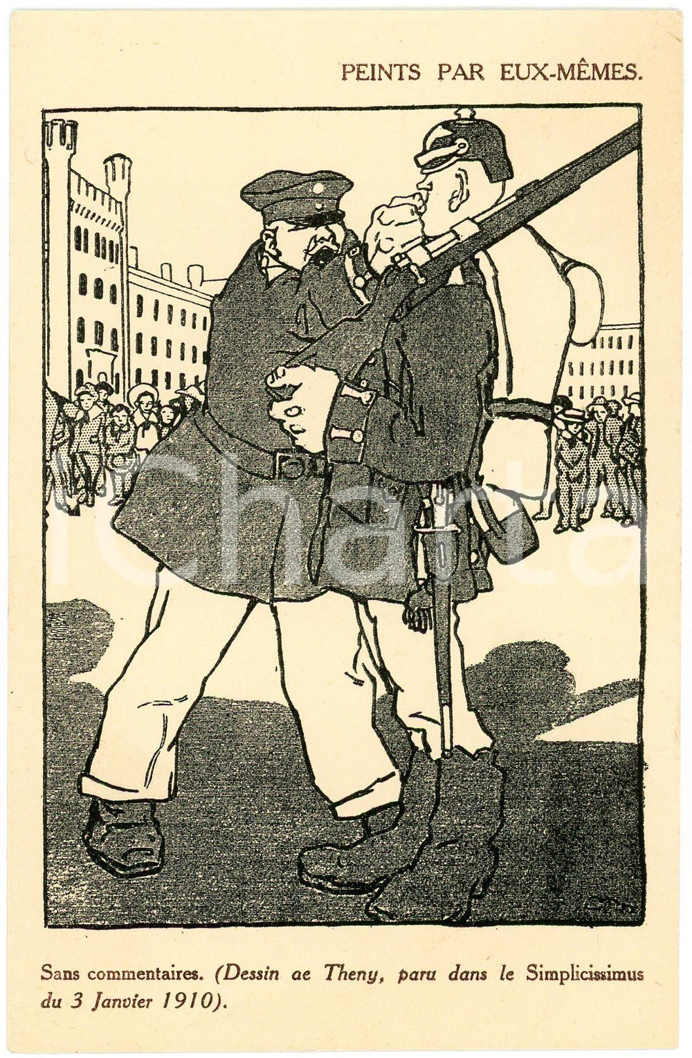 Cartolina originale da collezione 1915 ca PEINTS PAR EUXMÃŠMES Sans commentaire  Combat entre soldats  Cartolina 1