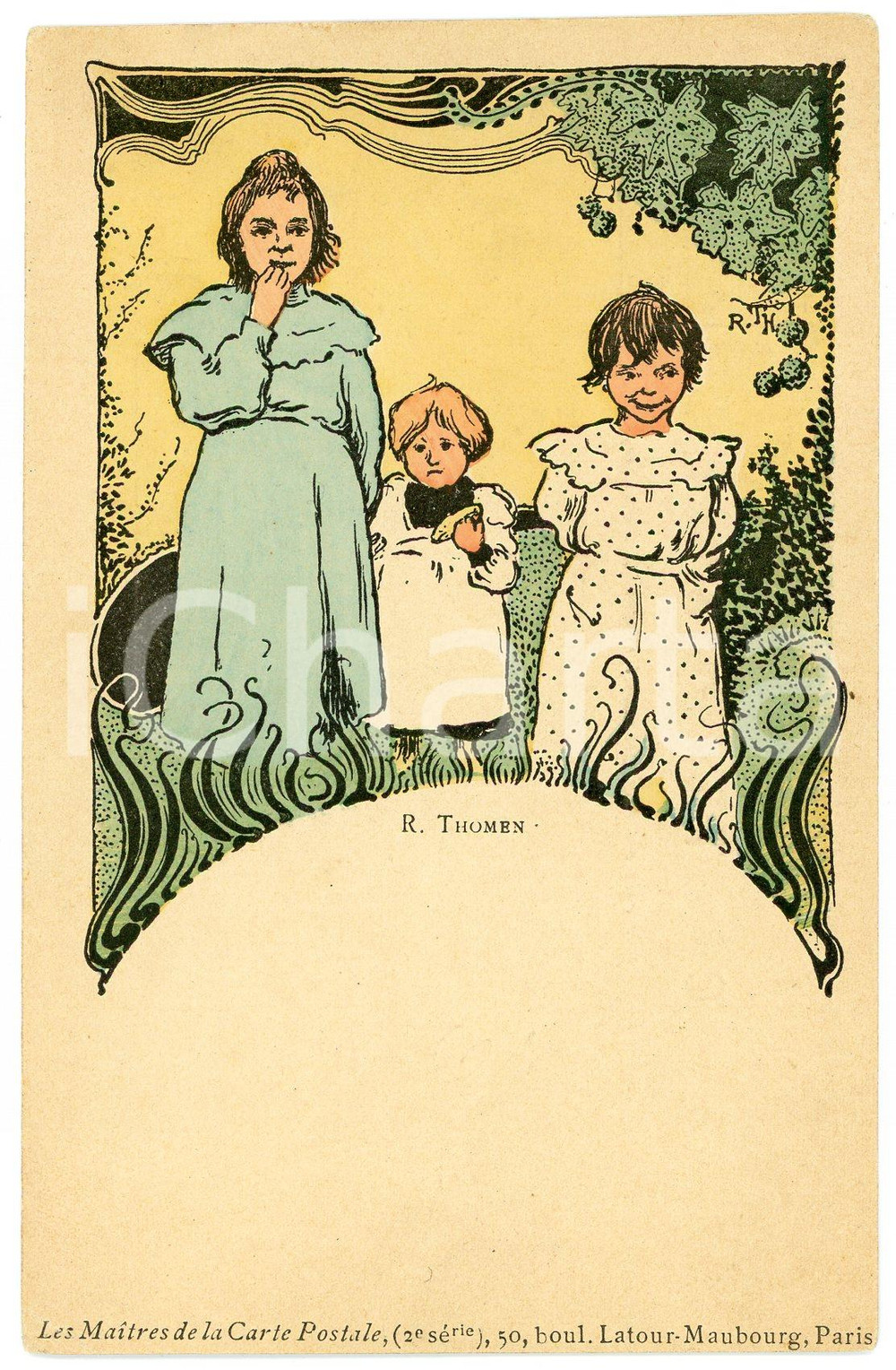 1900 ca Artiste Raoul THOMEN - Trois filles - Carte postale ILLUSTREE Cartolina postale d'epoca, illustrata, non viaggiata.Collezione "Maitres de la Carte Postale" - ParisCONDIZIONI: FAIR (piccola piegatura angolare; residui cartacei al verso)FORMATO: FP    originale e autentica 1